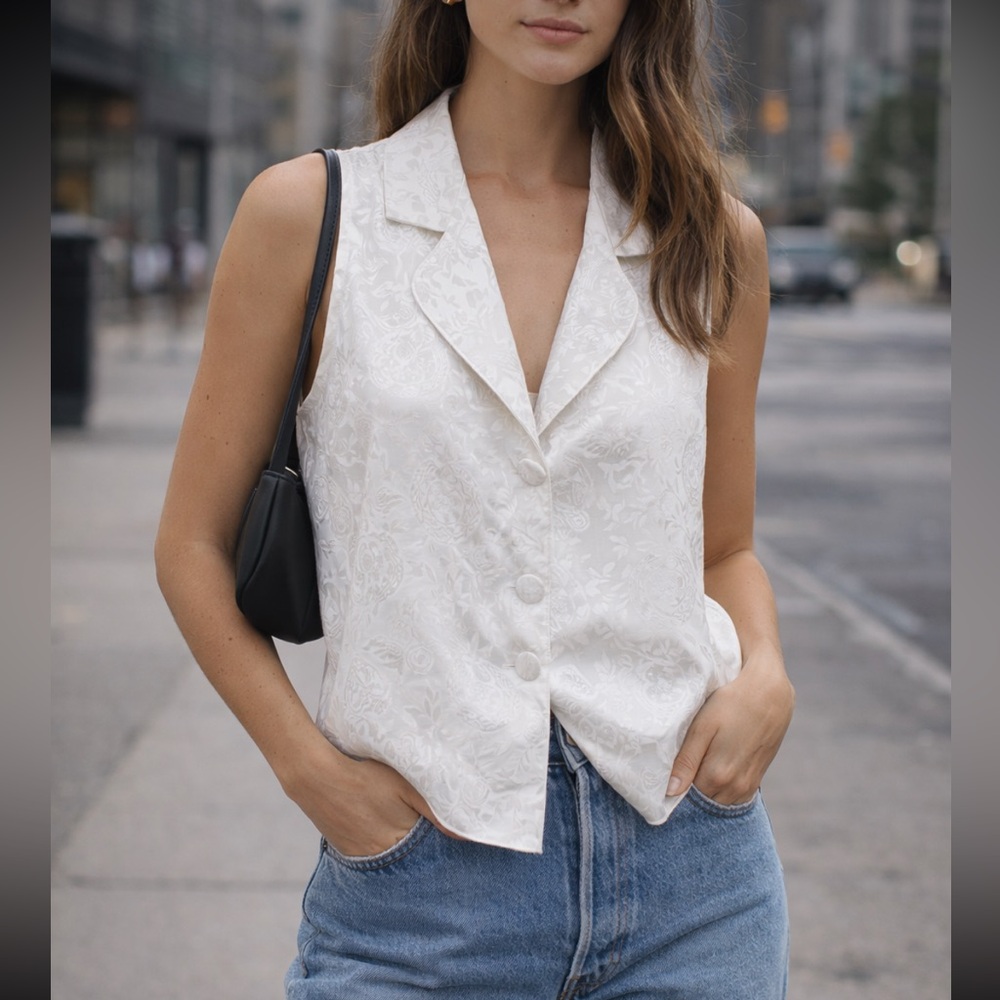 Vintage Victorias Secret Gold Label white sleeveless vest sz M